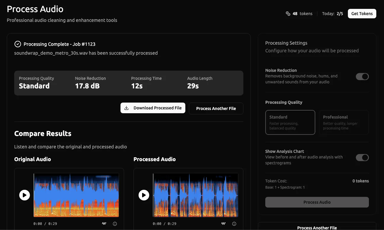 Fullband app showing the finished metro processing and its settings